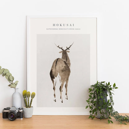 Wes Co Gallery Poster Hokusais Deer by Katsushika Hokusai 12 x 16" Home Goods - Artist Edge to edge Art Print