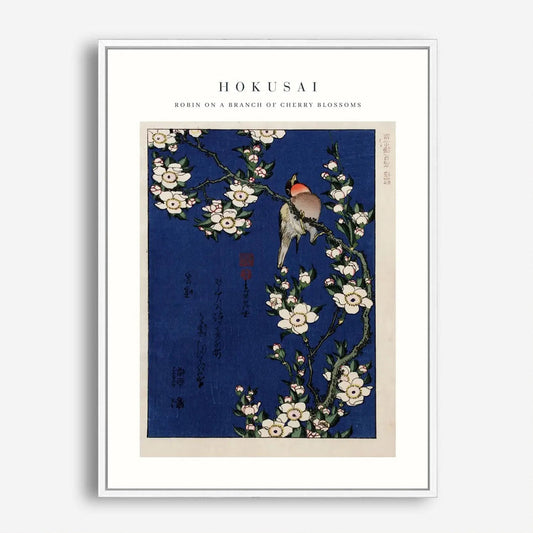 Wes Co Gallery Poster Robin on a Branch of Cherry Blossoms by Katsushika Hokusai 5 x 7" Home Goods - Artist Edge to edge Art Print