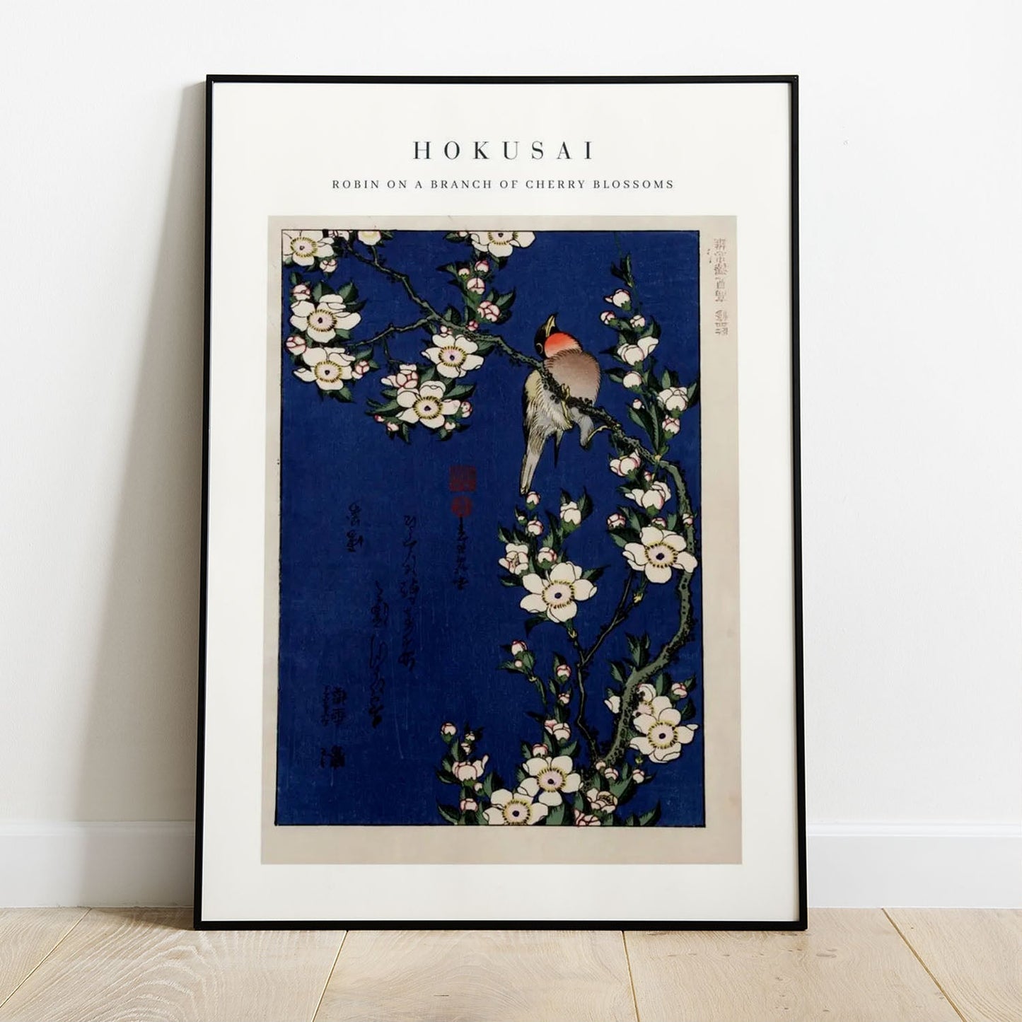 Wes Co Gallery Poster Robin on a Branch of Cherry Blossoms by Katsushika Hokusai 8 x 10" Home Goods - Artist Edge to edge Art Print