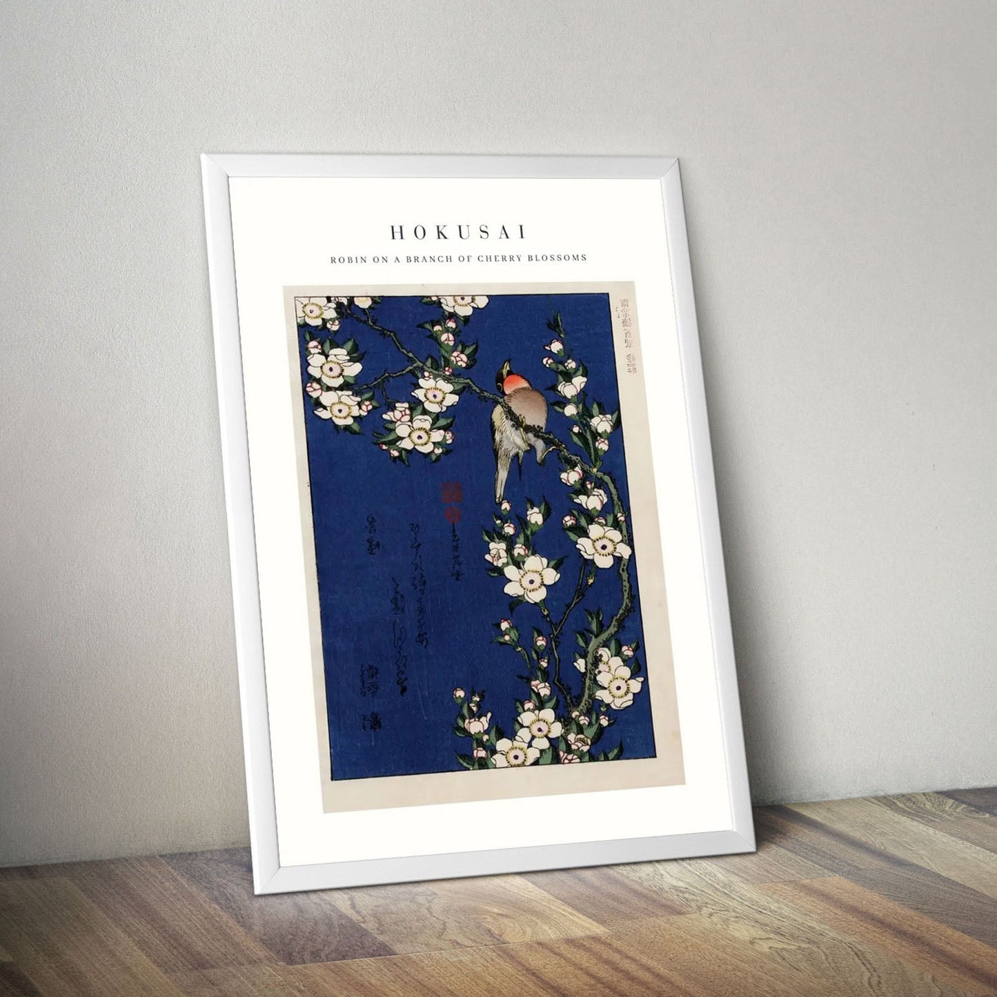 Wes Co Gallery Poster Robin on a Branch of Cherry Blossoms by Katsushika Hokusai 16 x 20" Home Goods - Artist Edge to edge Art Print