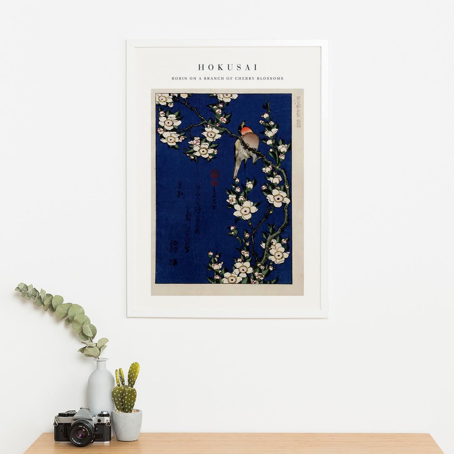 Wes Co Gallery Poster Robin on a Branch of Cherry Blossoms by Katsushika Hokusai 16 x 20" Home Goods - Artist Edge to edge Art Print