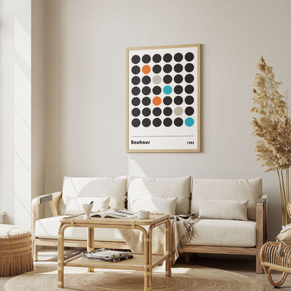 Wes Co Gallery Poster Bold Contrast Bauhaus Dots 12 x 16" Home Goods - Artist Edge to edge Art Print