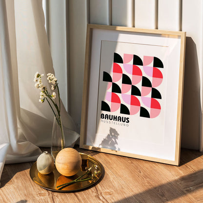 Wes Co Gallery Poster Red & Pink Bauhaus Geometry 5 x 7" Home Goods - Artist Edge to edge Art Print