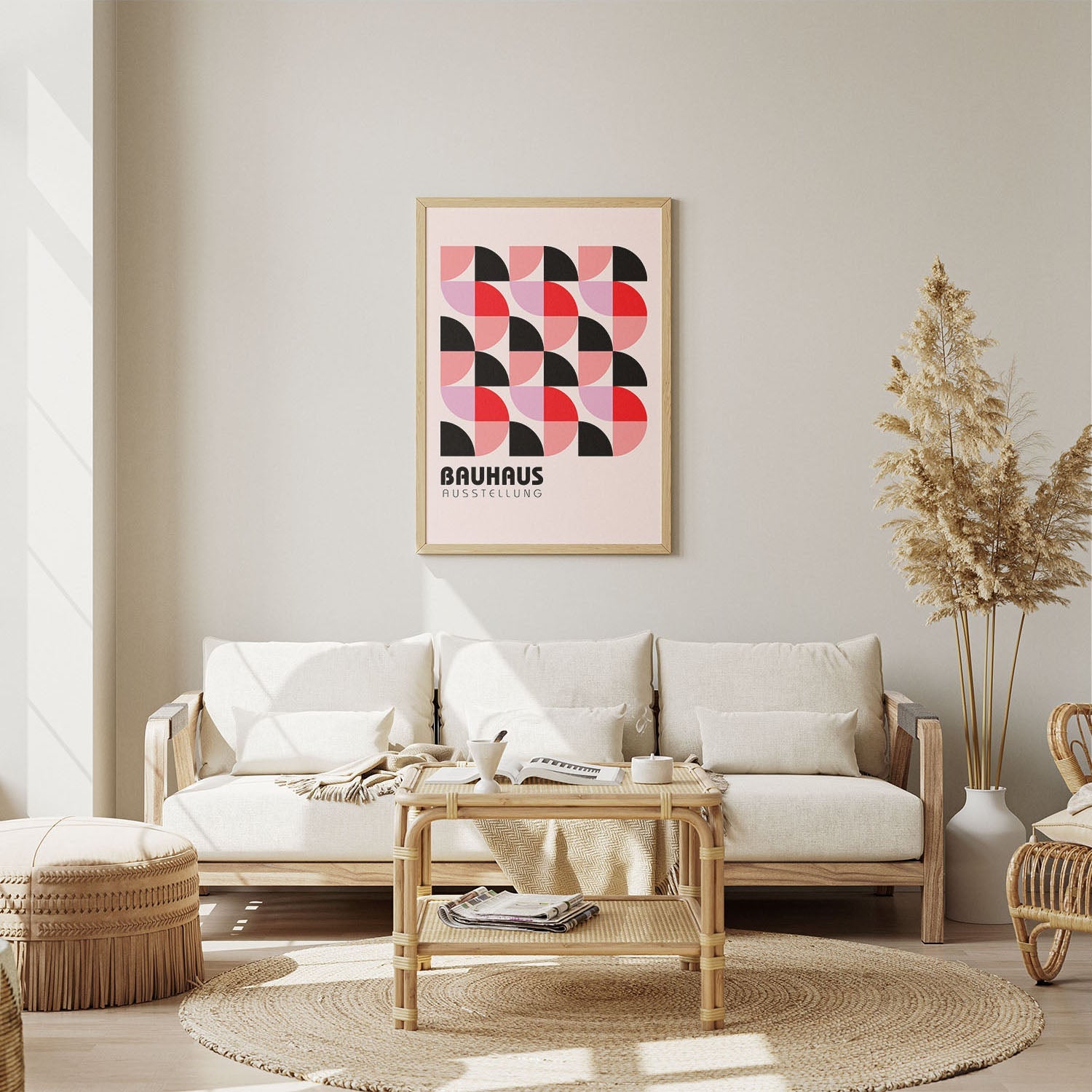 Wes Co Gallery Poster Red & Pink Bauhaus Geometry 8 x 10" Home Goods - Artist Edge to edge Art Print