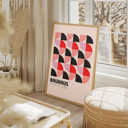 Wes Co Gallery Poster Red & Pink Bauhaus Geometry 11 x 17" Home Goods - Artist Edge to edge Art Print