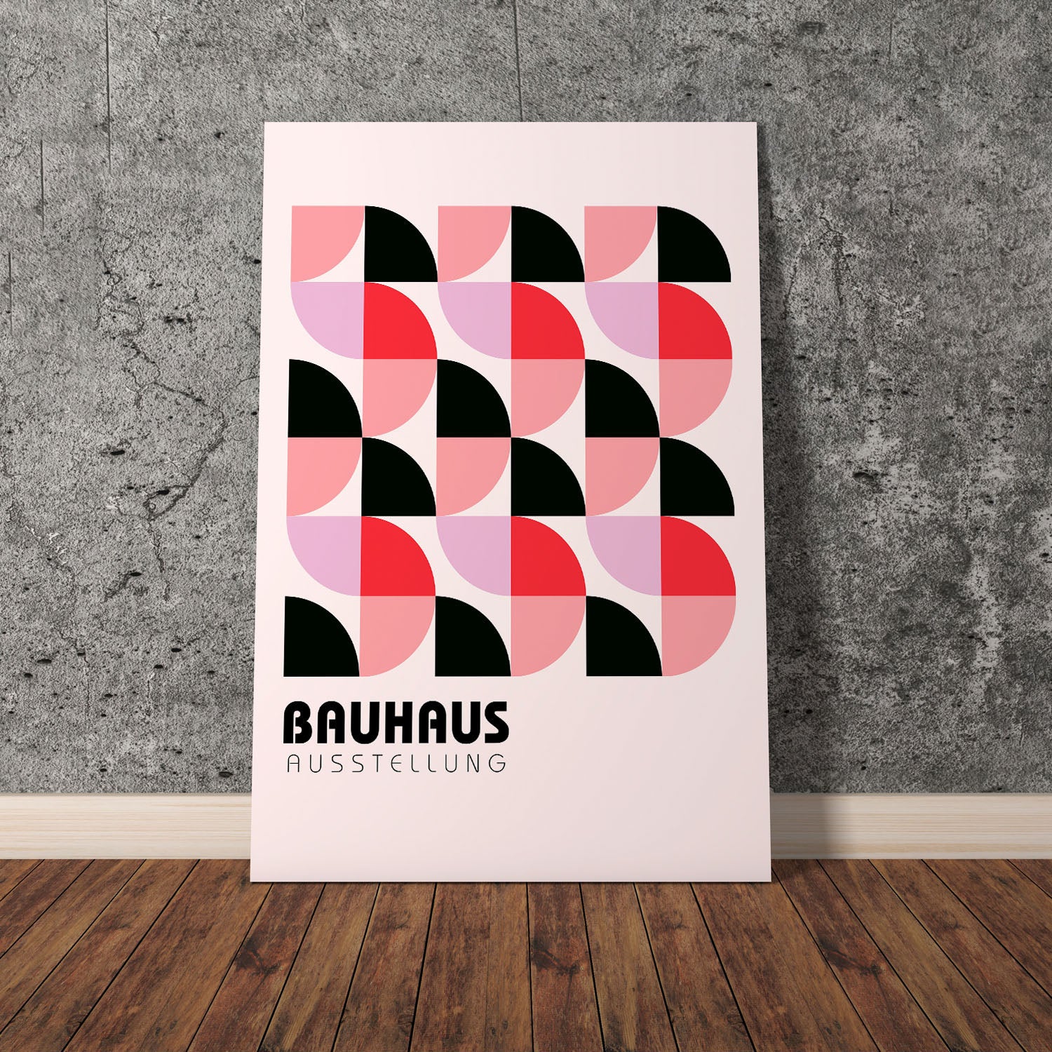 Wes Co Gallery Poster Red & Pink Bauhaus Geometry 11 x 17" Home Goods - Artist Edge to edge Art Print