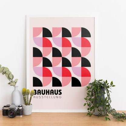 Wes Co Gallery Poster Red & Pink Bauhaus Geometry 12 x 16" Home Goods - Artist Edge to edge Art Print