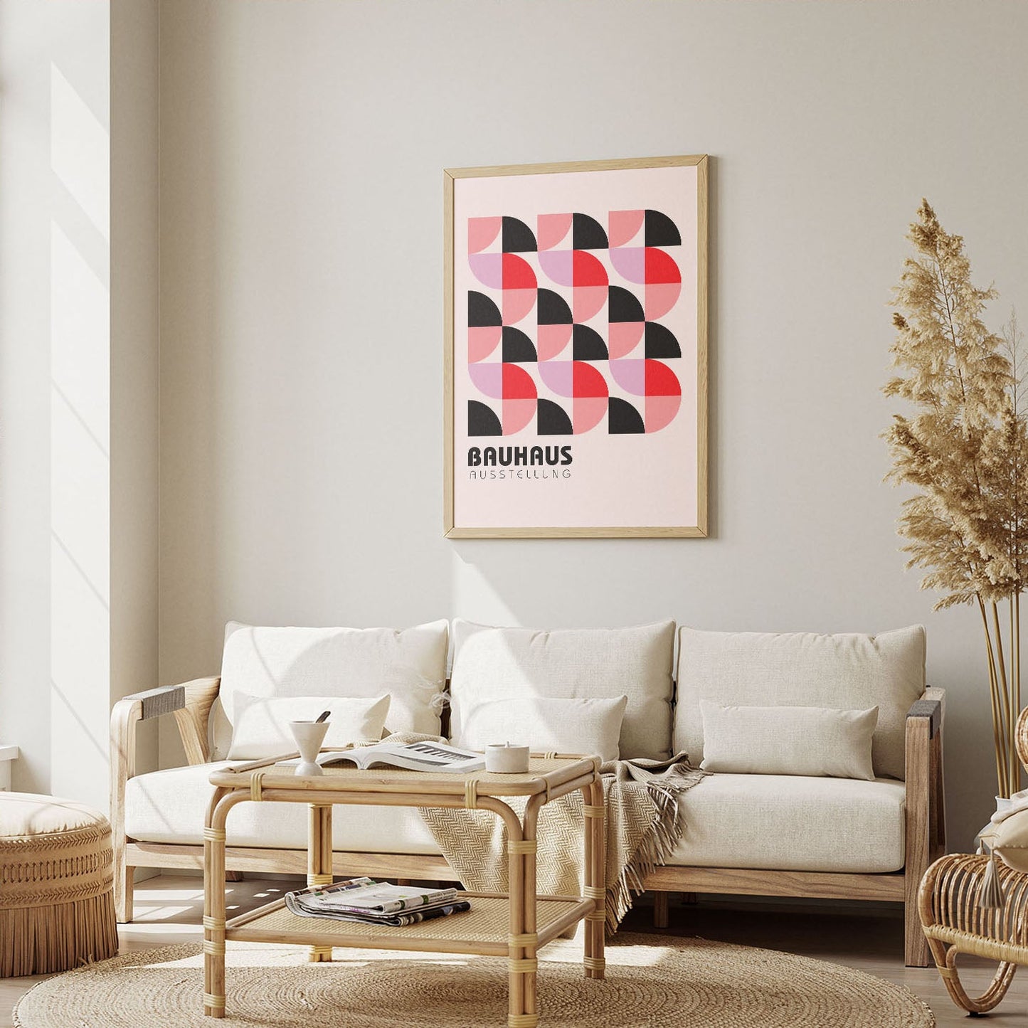 Wes Co Gallery Poster Red & Pink Bauhaus Geometry 12 x 16" Home Goods - Artist Edge to edge Art Print