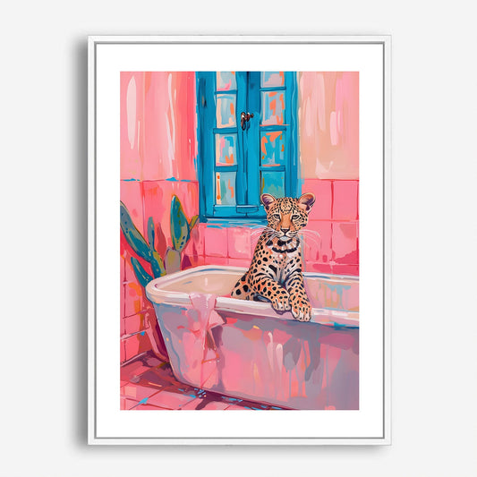 Wes Co Gallery Poster Charming Leopard Bathtub 5 x 7" Home Goods - Animal Border or edge to edge Art Print