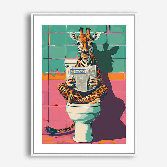 Wes Co Gallery Poster Morning Retro Giraffe 5 x 7" Home Goods - Animal Border or edge to edge Art Print