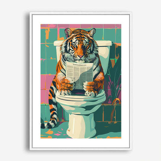 Wes Co Gallery Poster Morning Retro Tiger 5 x 7" Home Goods - Animal Border or edge to edge Art Print