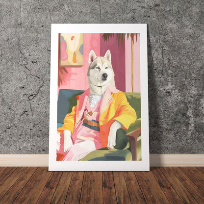 Wes Co Gallery Poster High Fashion Siberian Husky 8 x 10" Home Goods - Animal Border or edge to edge Art Print