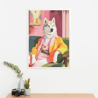 Wes Co Gallery Poster High Fashion Siberian Husky 11 x 17" Home Goods - Animal Border or edge to edge Art Print