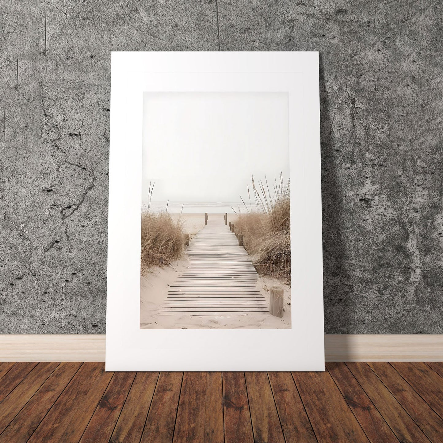 Wes Co Gallery Poster Minimalist Boardwalk 8 x 10" Home Goods - Coastal Border or edge to edge Art Print