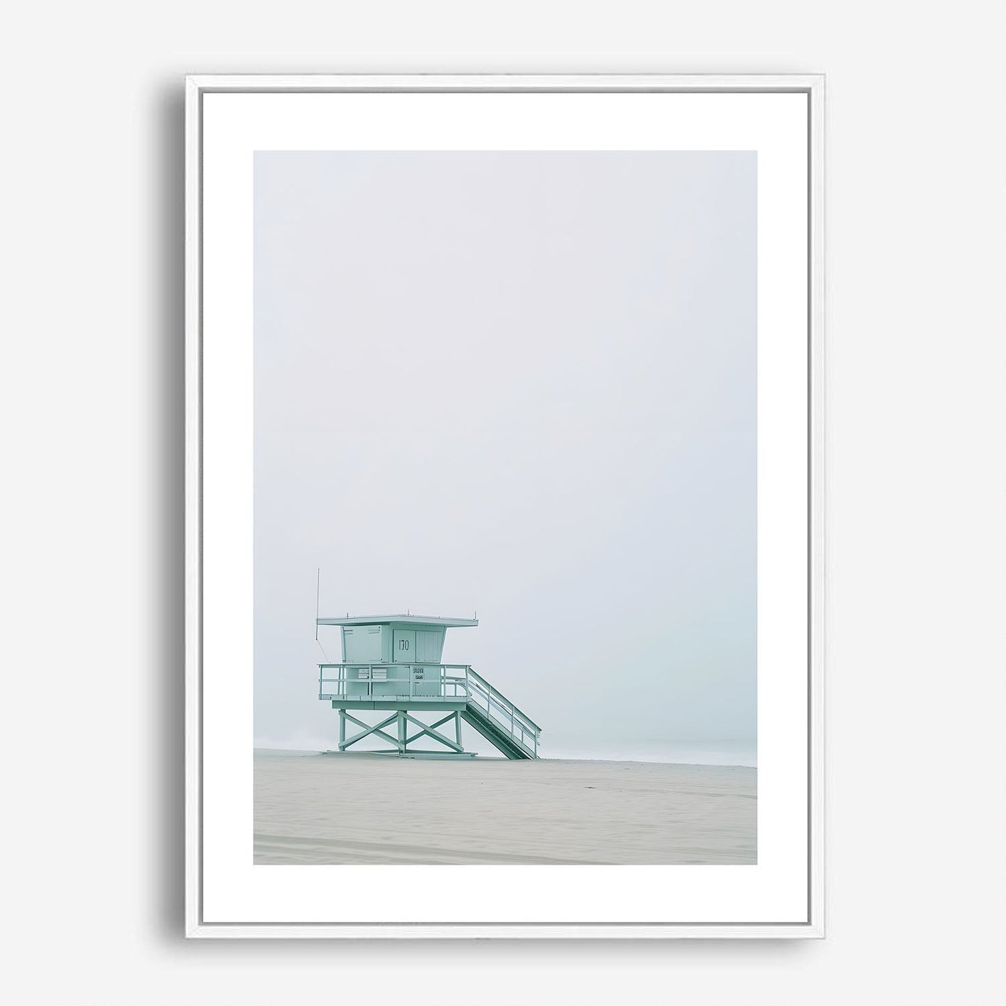 Wes Co Gallery Poster Misty Lifeguard Station 5 x 7" Home Goods - Coastal Border or edge to edge Art Print