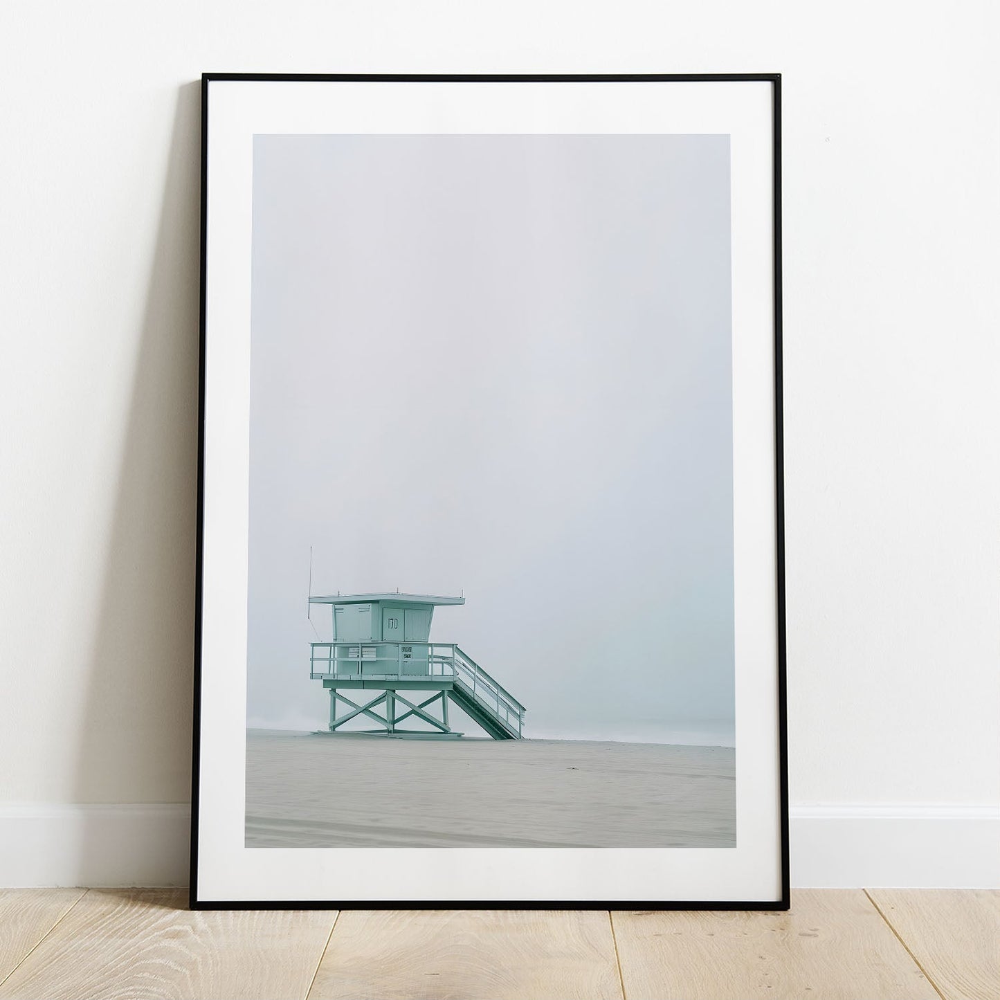 Wes Co Gallery Poster Misty Lifeguard Station 5 x 7" Home Goods - Coastal Border or edge to edge Art Print