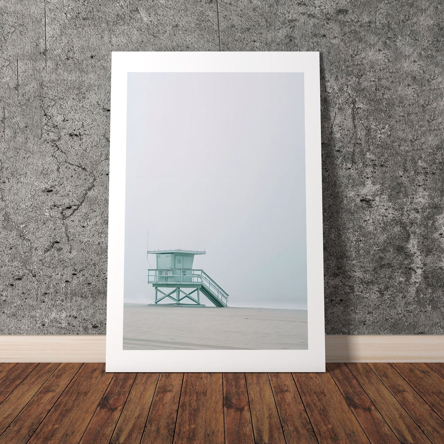 Wes Co Gallery Poster Misty Lifeguard Station 8 x 10" Home Goods - Coastal Border or edge to edge Art Print