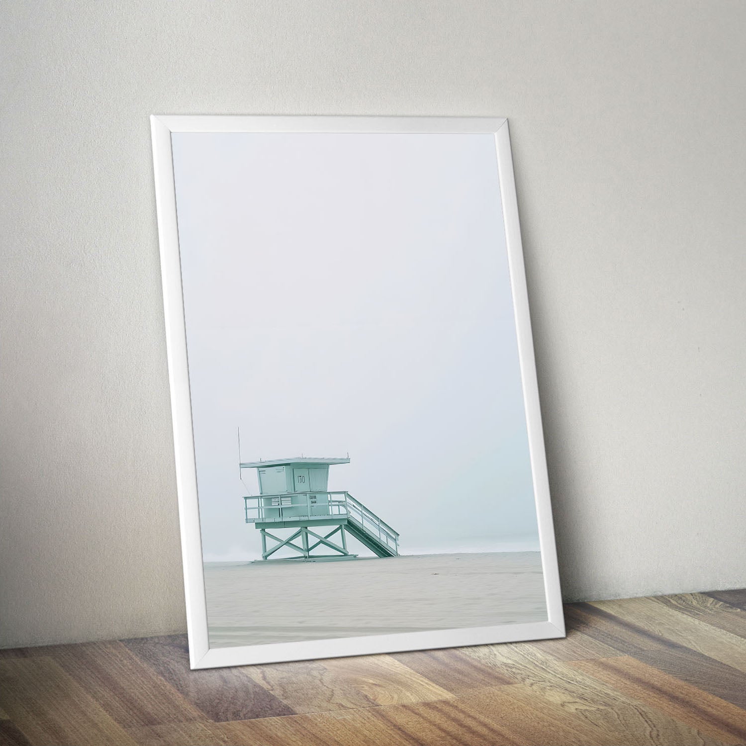 Wes Co Gallery Poster Misty Lifeguard Station 11 x 17" Home Goods - Coastal Border or edge to edge Art Print