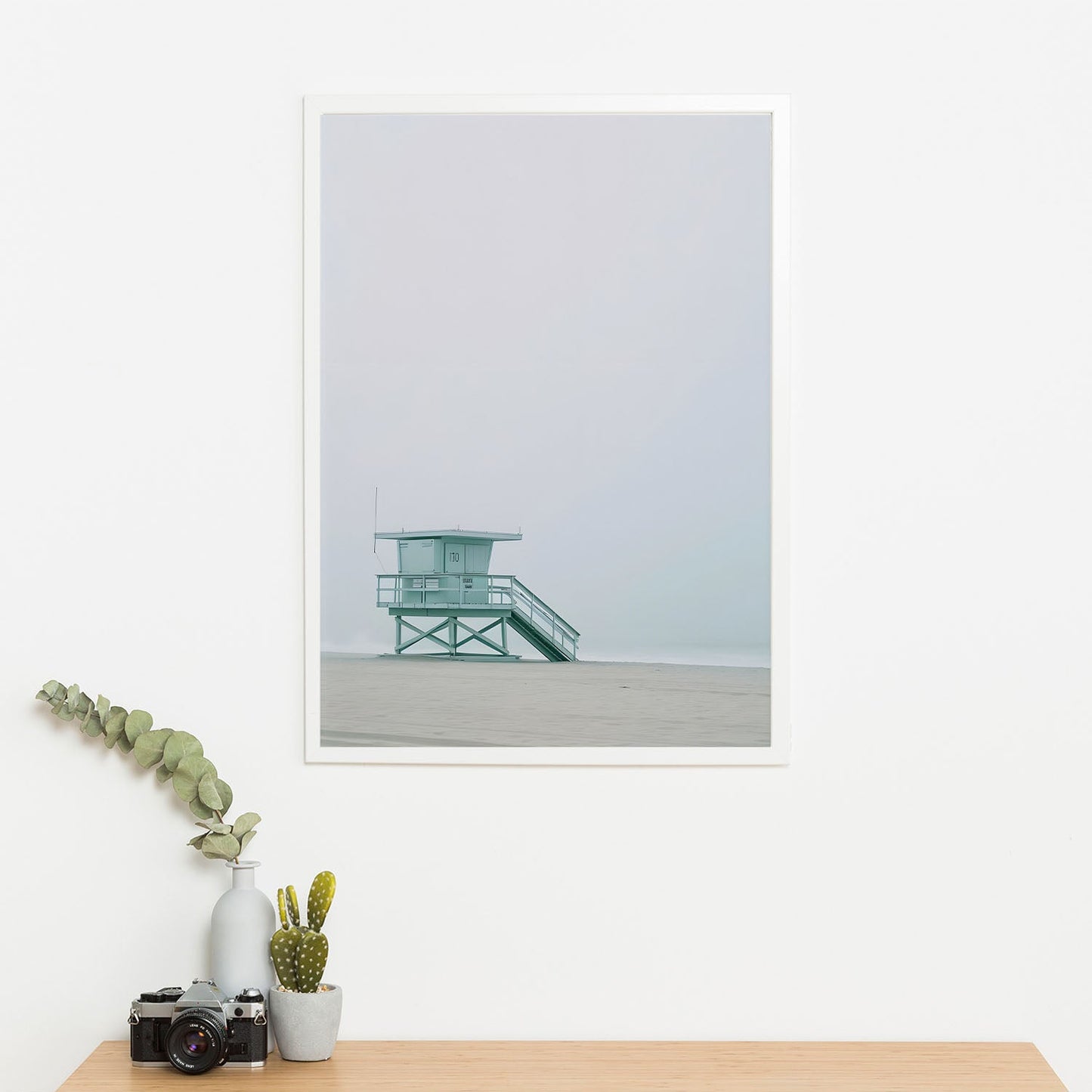 Wes Co Gallery Poster Misty Lifeguard Station 11 x 17" Home Goods - Coastal Border or edge to edge Art Print