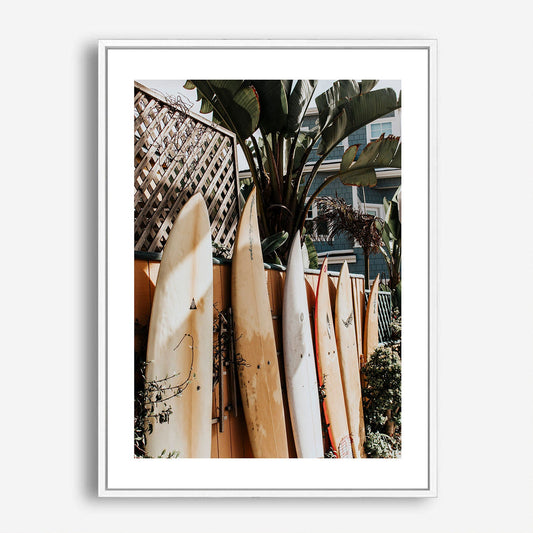 Wes Co Gallery Poster Surfboard Sanctuary 5 x 7" Home Goods - Coastal Border or edge to edge Art Print