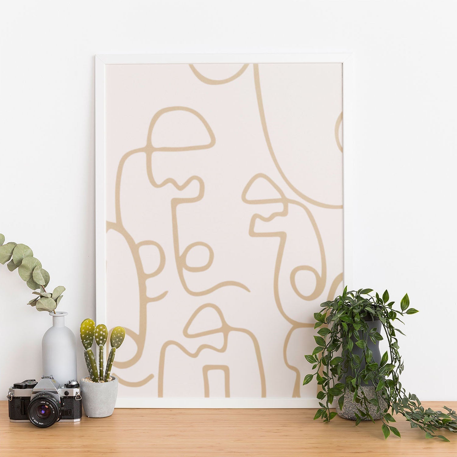 Wes Co Gallery Poster Faces in Line Minimalist 11 x 17" Home Goods - Nordic Border or edge to edge Art Print