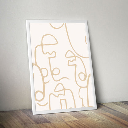 Wes Co Gallery Poster Faces in Line Minimalist 11 x 17" Home Goods - Nordic Border or edge to edge Art Print