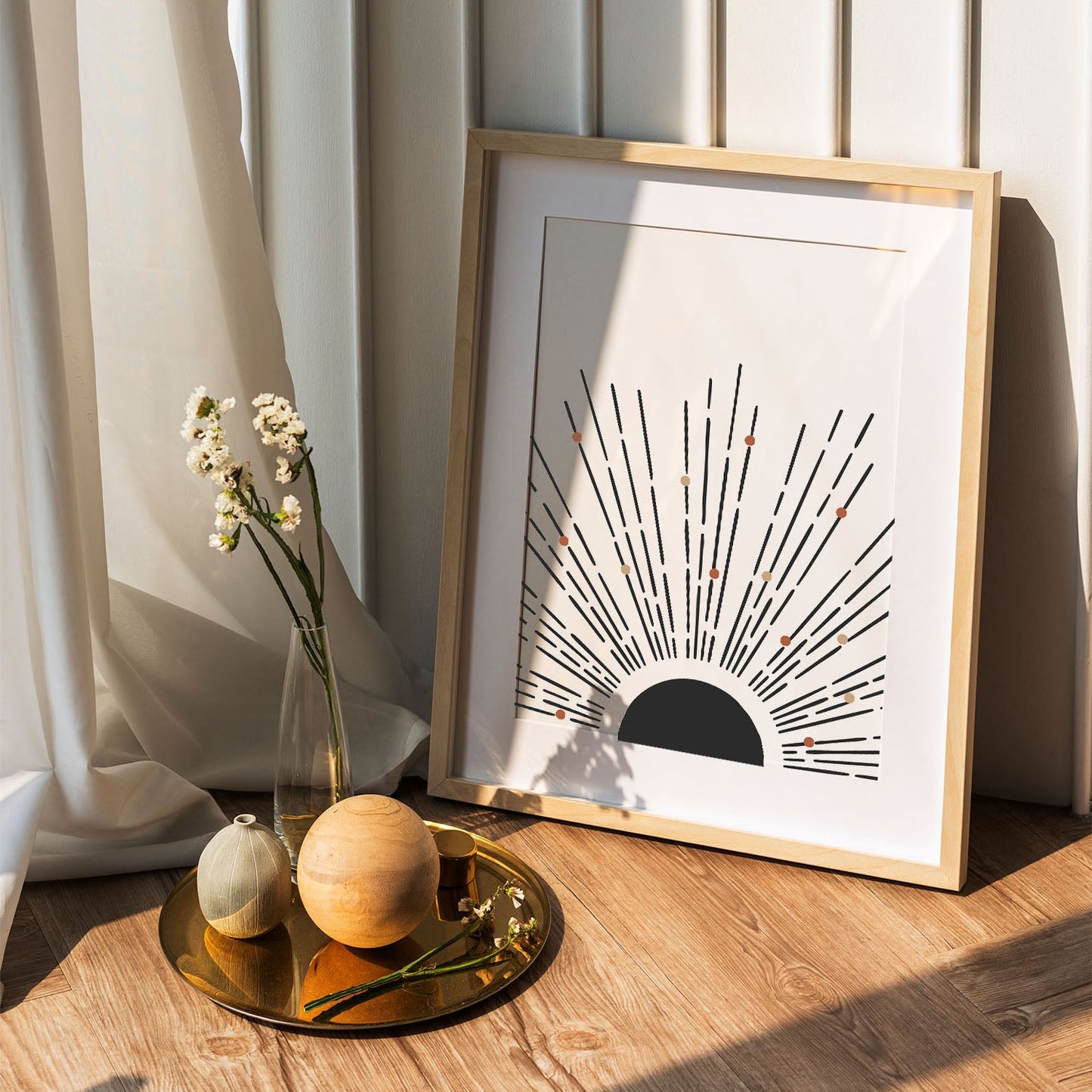 Wes Co Gallery Poster Golden Sunburst Rustic Charm 5 x 7" Home Goods - Nordic Border or edge to edge Art Print