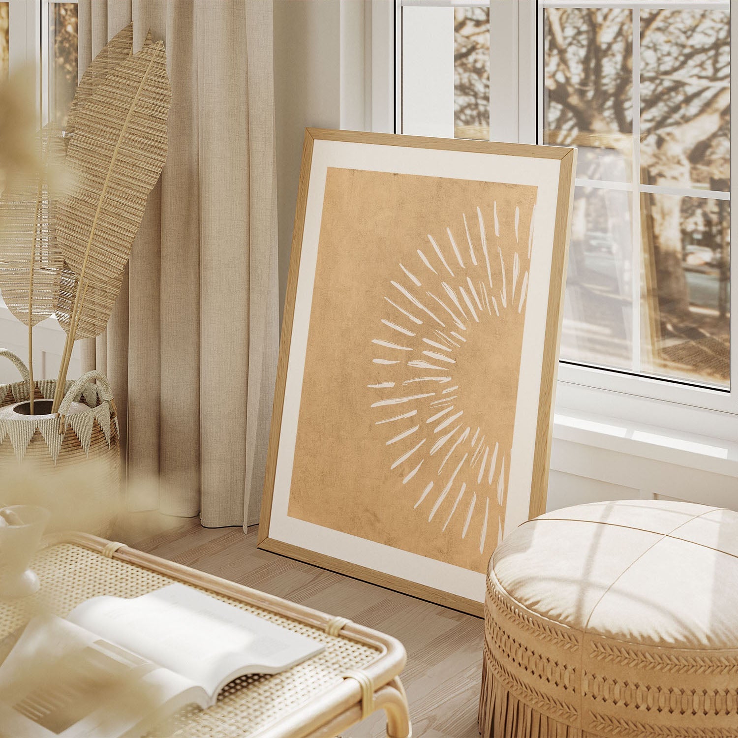 Wes Co Gallery Poster Golden Sun Rays Modern Decor 8 x 10" Home Goods - Nordic Border or edge to edge Art Print