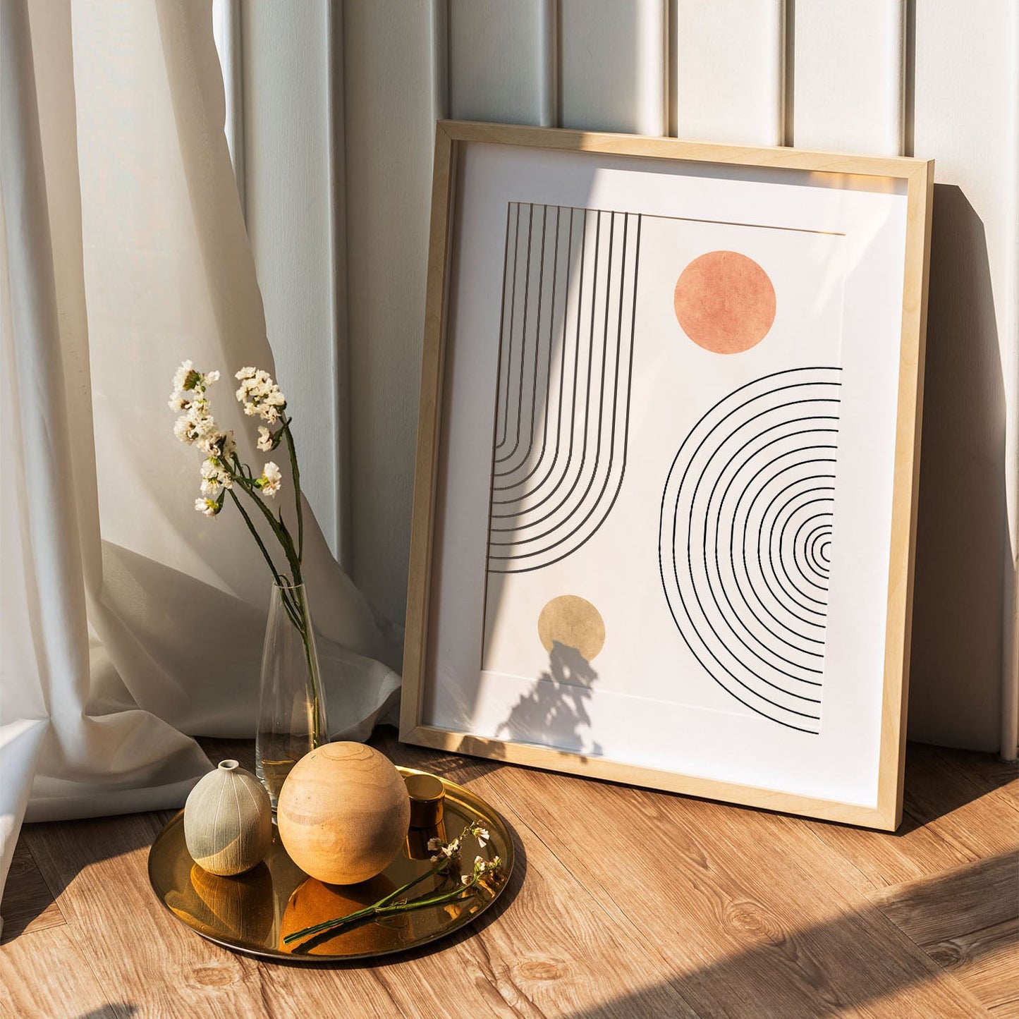 Wes Co Gallery Poster Retro Geometric Circles 5 x 7" Home Goods - Nordic Border or edge to edge Art Print