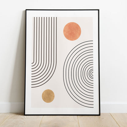 Wes Co Gallery Poster Retro Geometric Circles 5 x 7" Home Goods - Nordic Border or edge to edge Art Print