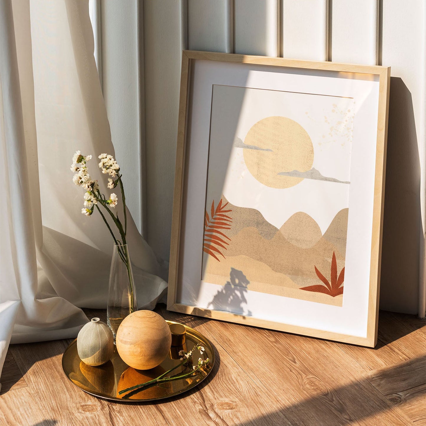 Wes Co Gallery Poster Boho Desert Landscape 5 x 7" Home Goods - Nordic Border or edge to edge Art Print