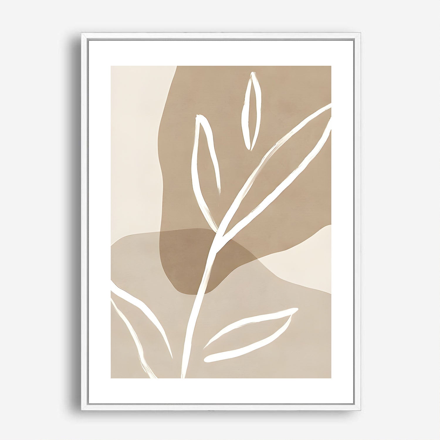 Wes Co Gallery Poster Neutral Leaf Silhouette 5 x 7" Home Goods - Nordic Border or edge to edge Art Print