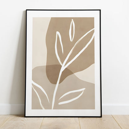 Wes Co Gallery Poster Neutral Leaf Silhouette 5 x 7" Home Goods - Nordic Border or edge to edge Art Print