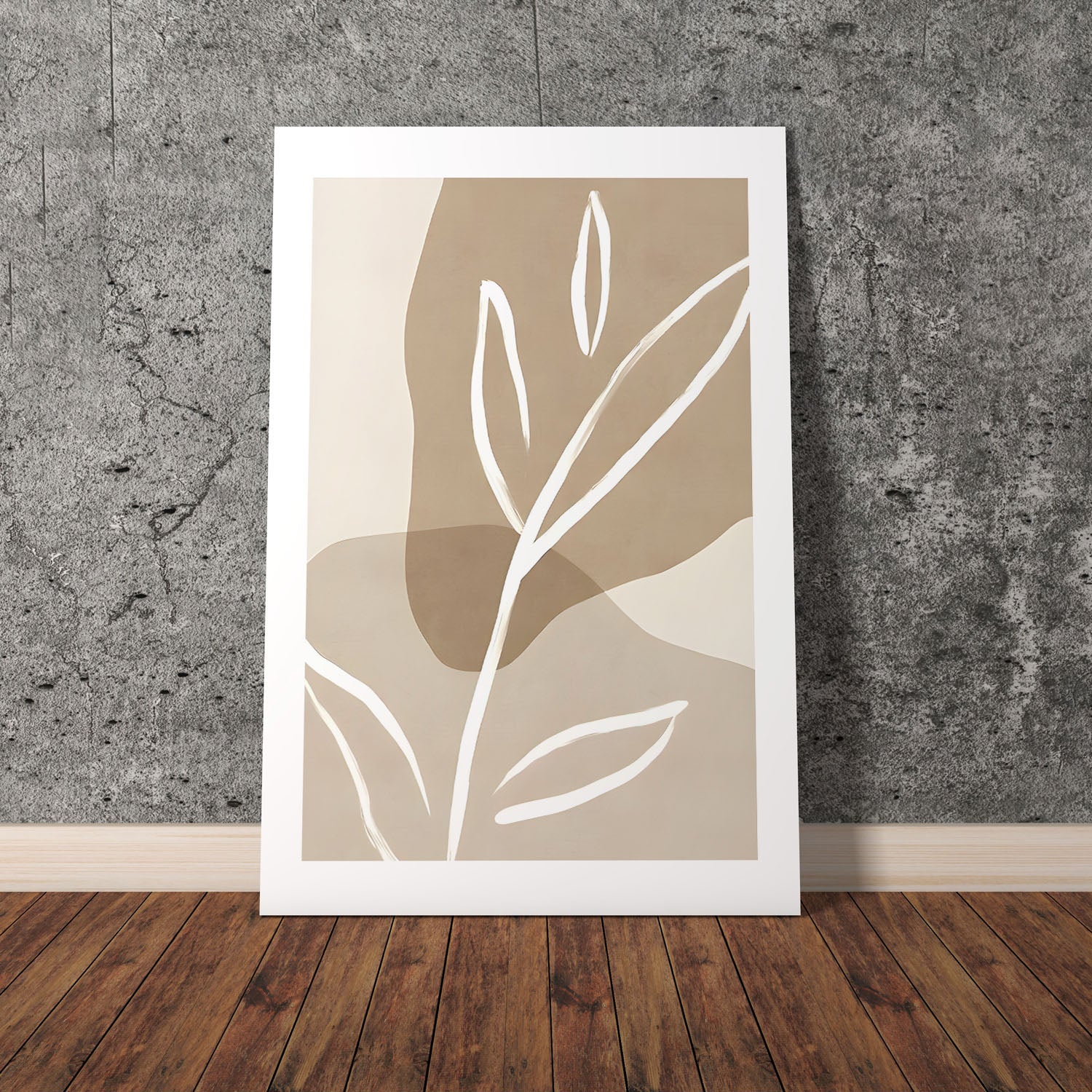 Wes Co Gallery Poster Neutral Leaf Silhouette 8 x 10" Home Goods - Nordic Border or edge to edge Art Print