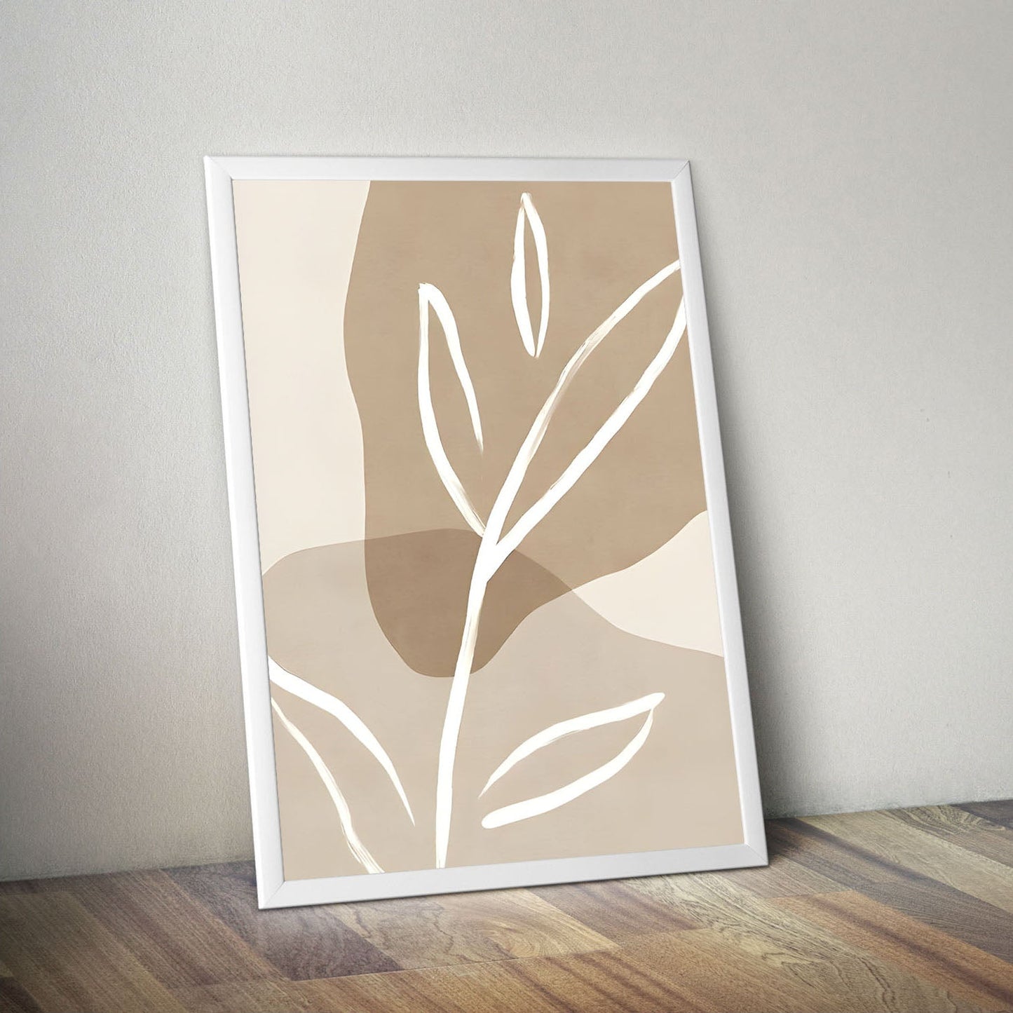 Wes Co Gallery Poster Neutral Leaf Silhouette 11 x 17" Home Goods - Nordic Border or edge to edge Art Print