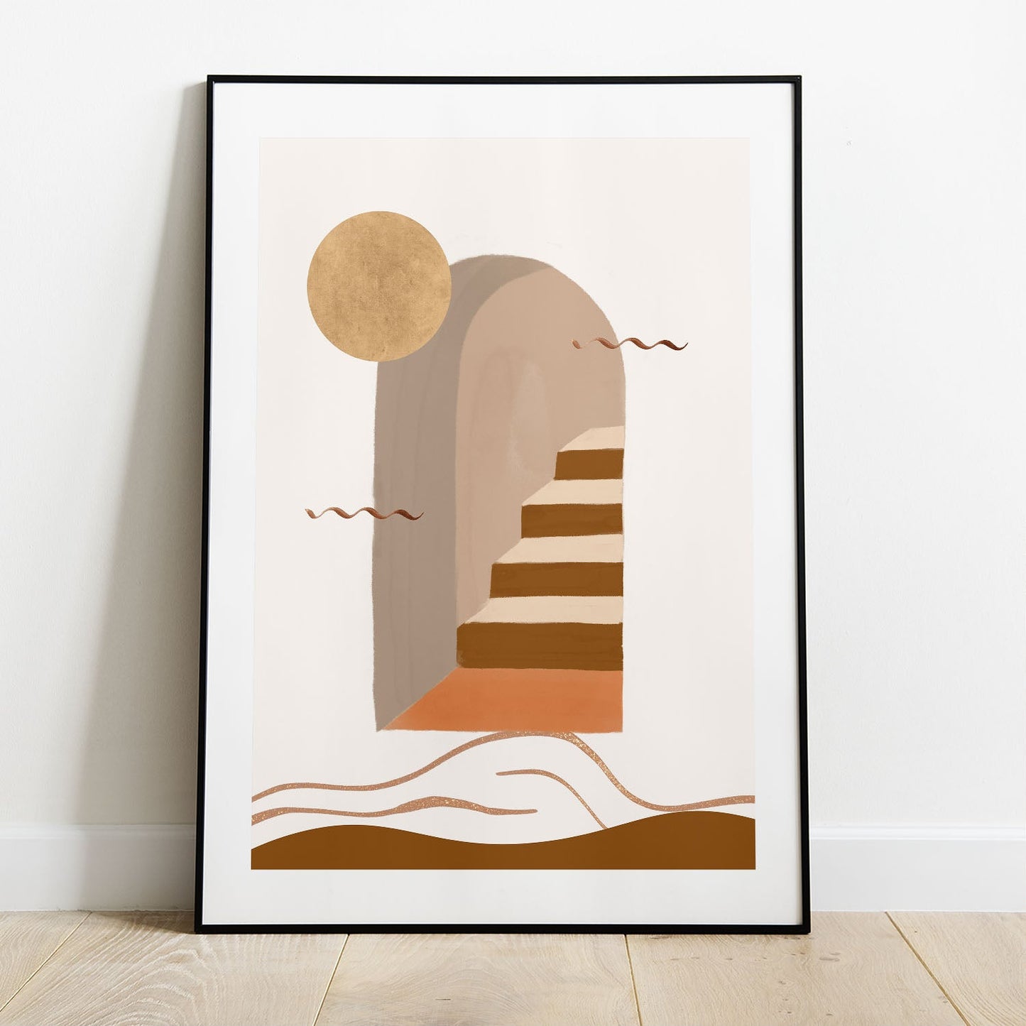 Wes Co Gallery Poster Golden Archway Staircase 5 x 7" Home Goods - Nordic Border or edge to edge Art Print