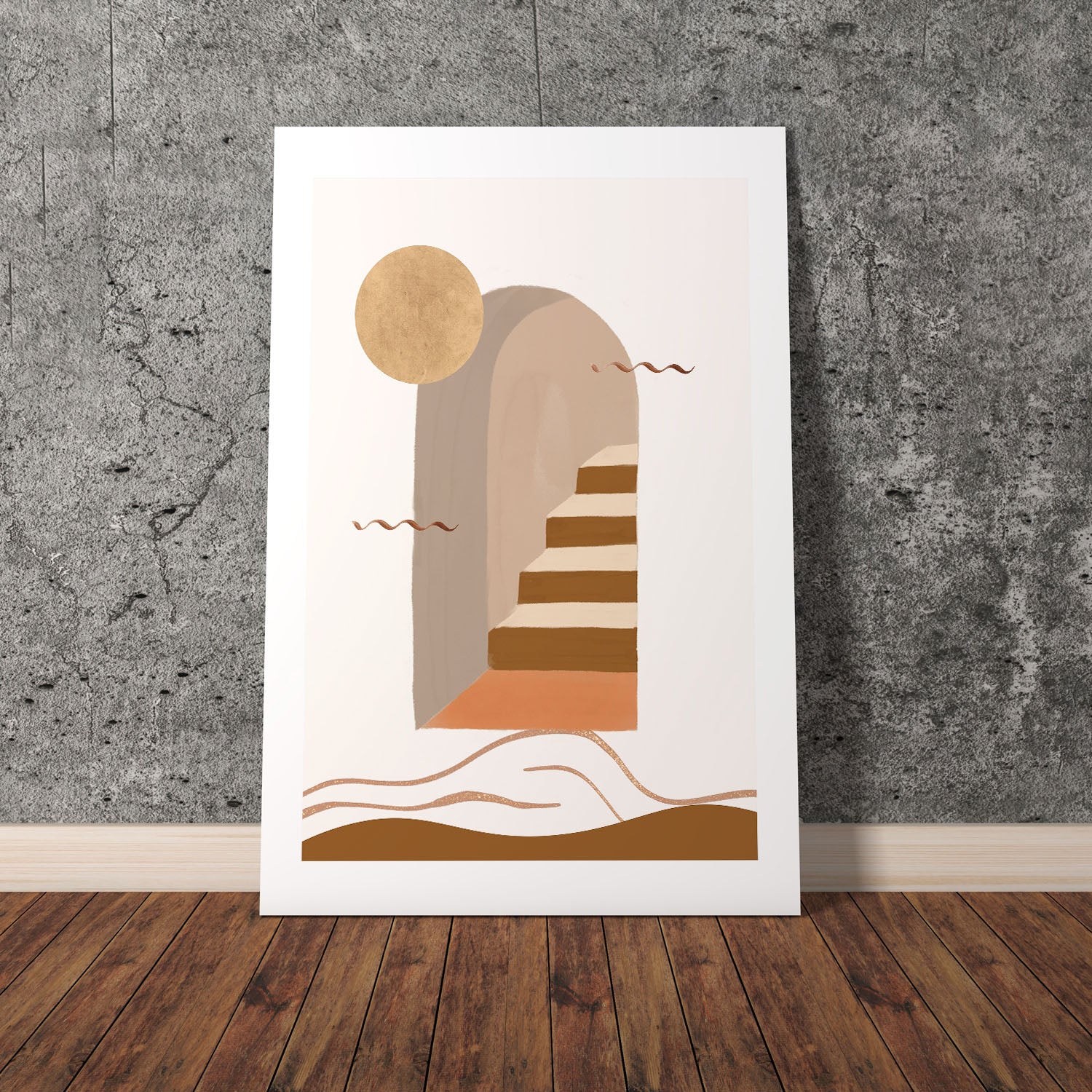 Wes Co Gallery Poster Golden Archway Staircase 8 x 10" Home Goods - Nordic Border or edge to edge Art Print