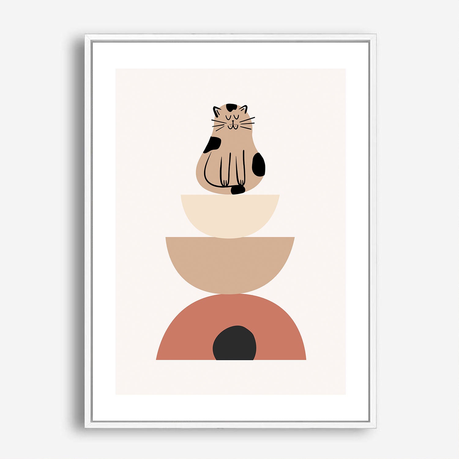 Wes Co Gallery Poster Zen Cat Geometry 5 x 7" Home Goods - Nordic Border or edge to edge Art Print