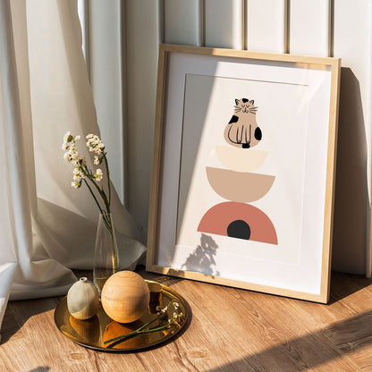 Wes Co Gallery Poster Zen Cat Geometry 5 x 7" Home Goods - Nordic Border or edge to edge Art Print