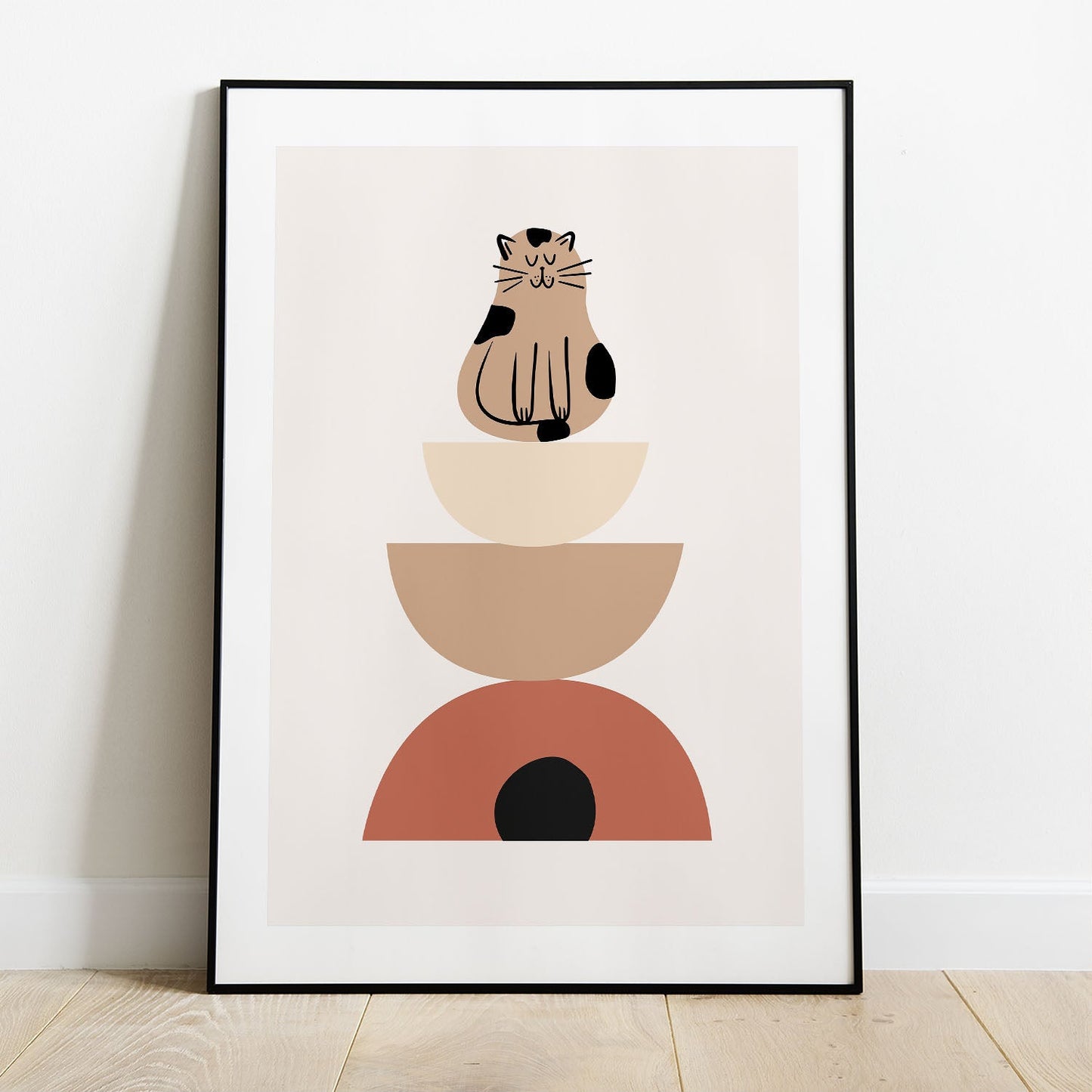 Wes Co Gallery Poster Zen Cat Geometry 5 x 7" Home Goods - Nordic Border or edge to edge Art Print