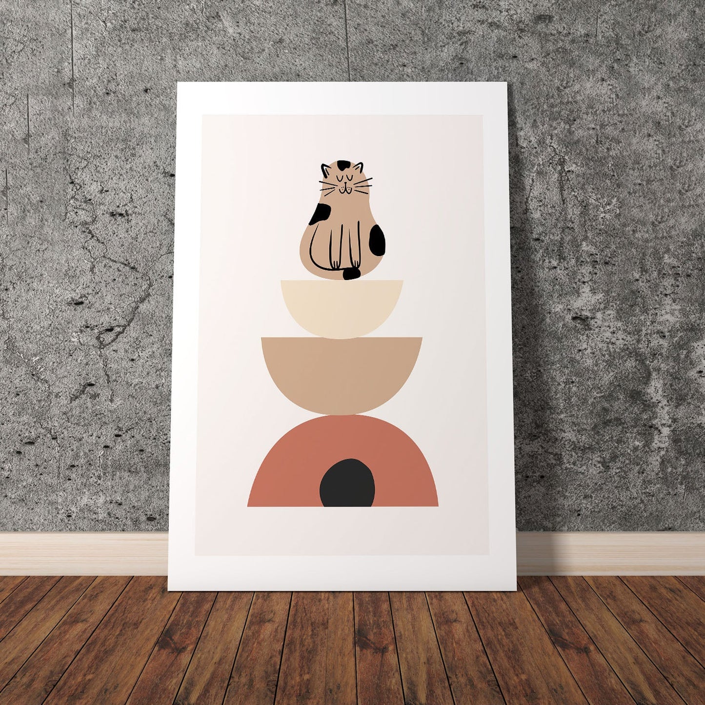 Wes Co Gallery Poster Zen Cat Geometry 8 x 10" Home Goods - Nordic Border or edge to edge Art Print