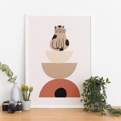 Wes Co Gallery Poster Zen Cat Geometry 11 x 17" Home Goods - Nordic Border or edge to edge Art Print