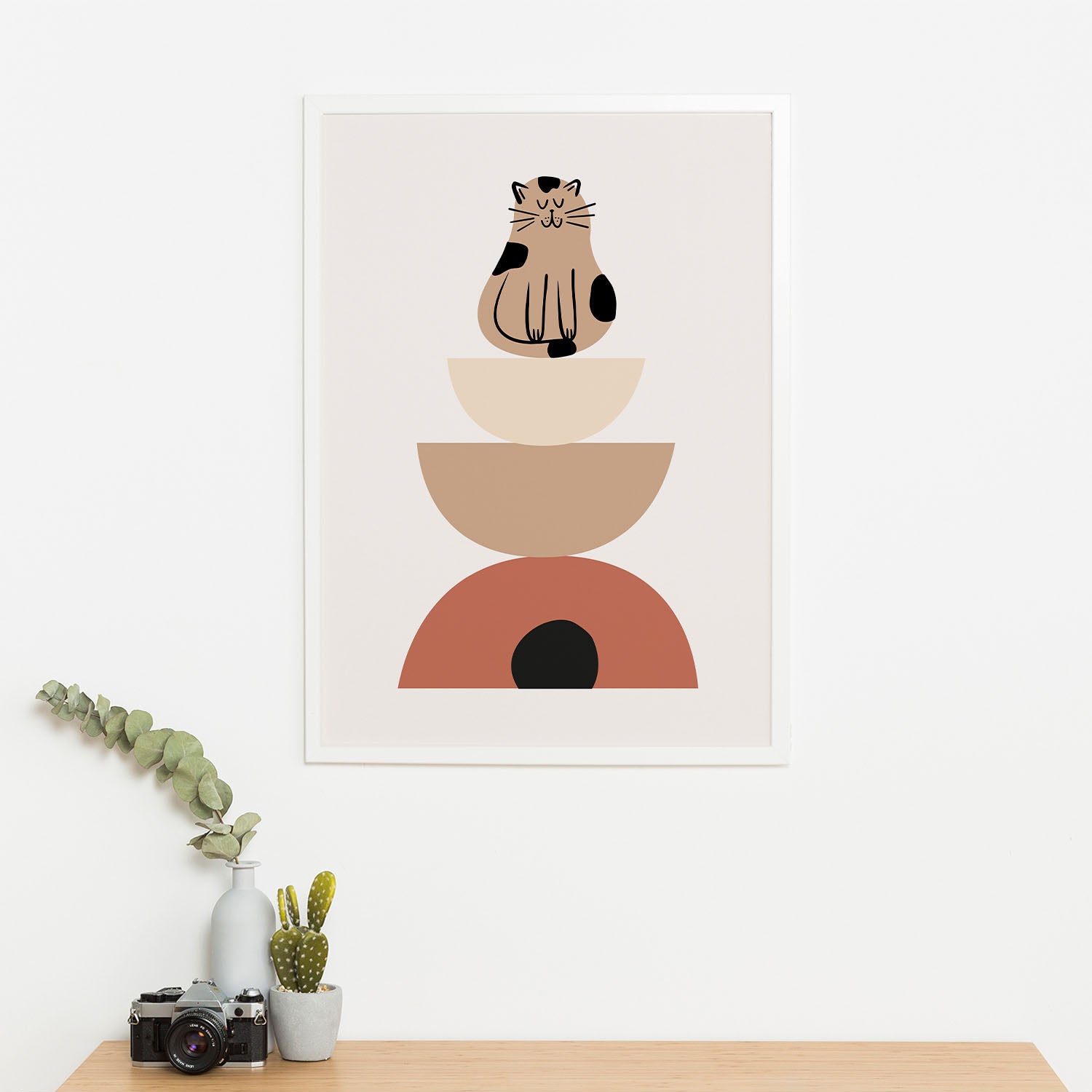 Wes Co Gallery Poster Zen Cat Geometry 11 x 17" Home Goods - Nordic Border or edge to edge Art Print