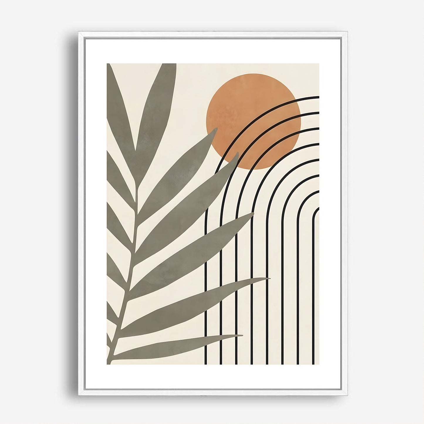 Wes Co Gallery Poster Palm and Sun Geometric Design 5 x 7" Home Goods - Nordic Border or edge to edge Art Print