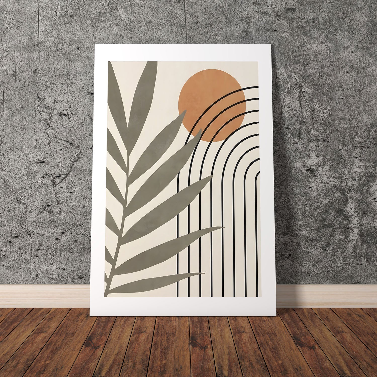 Wes Co Gallery Poster Palm and Sun Geometric Design 8 x 10" Home Goods - Nordic Border or edge to edge Art Print