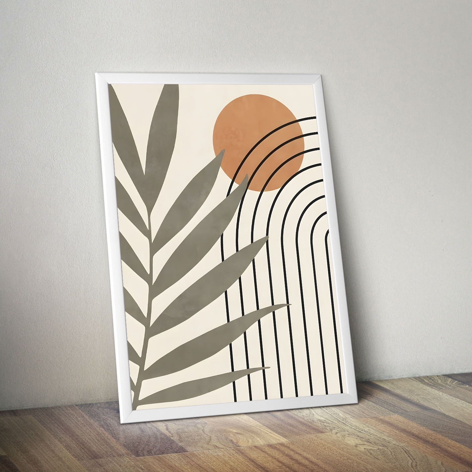 Wes Co Gallery Poster Palm and Sun Geometric Design 11 x 17" Home Goods - Nordic Border or edge to edge Art Print