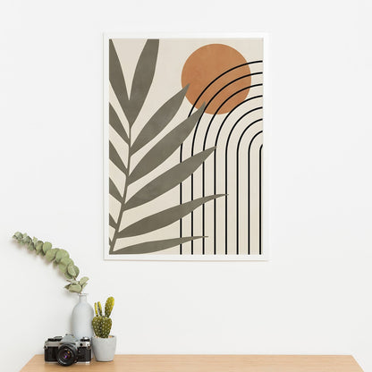 Wes Co Gallery Poster Palm and Sun Geometric Design 11 x 17" Home Goods - Nordic Border or edge to edge Art Print