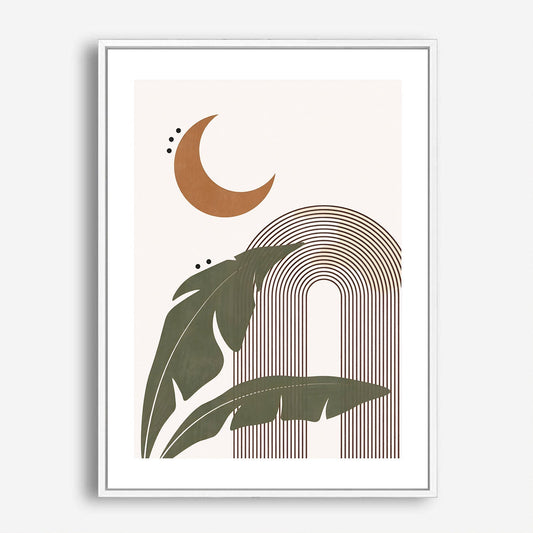 Wes Co Gallery Poster Bohemian Moon and Leaves 5 x 7" Home Goods - Nordic Border or edge to edge Art Print