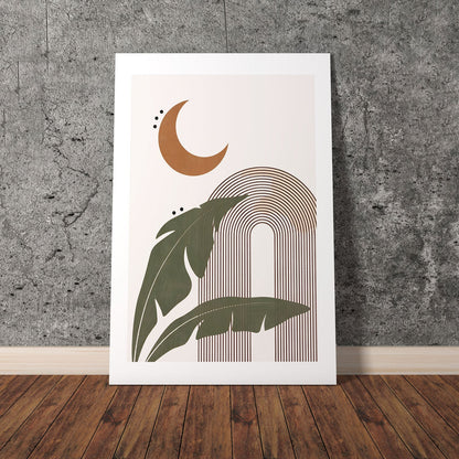 Wes Co Gallery Poster Bohemian Moon and Leaves 8 x 10" Home Goods - Nordic Border or edge to edge Art Print