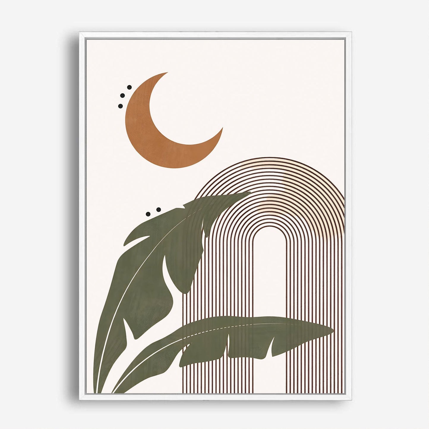 Wes Co Gallery Poster Bohemian Moon and Leaves 8 x 10" Home Goods - Nordic Border or edge to edge Art Print